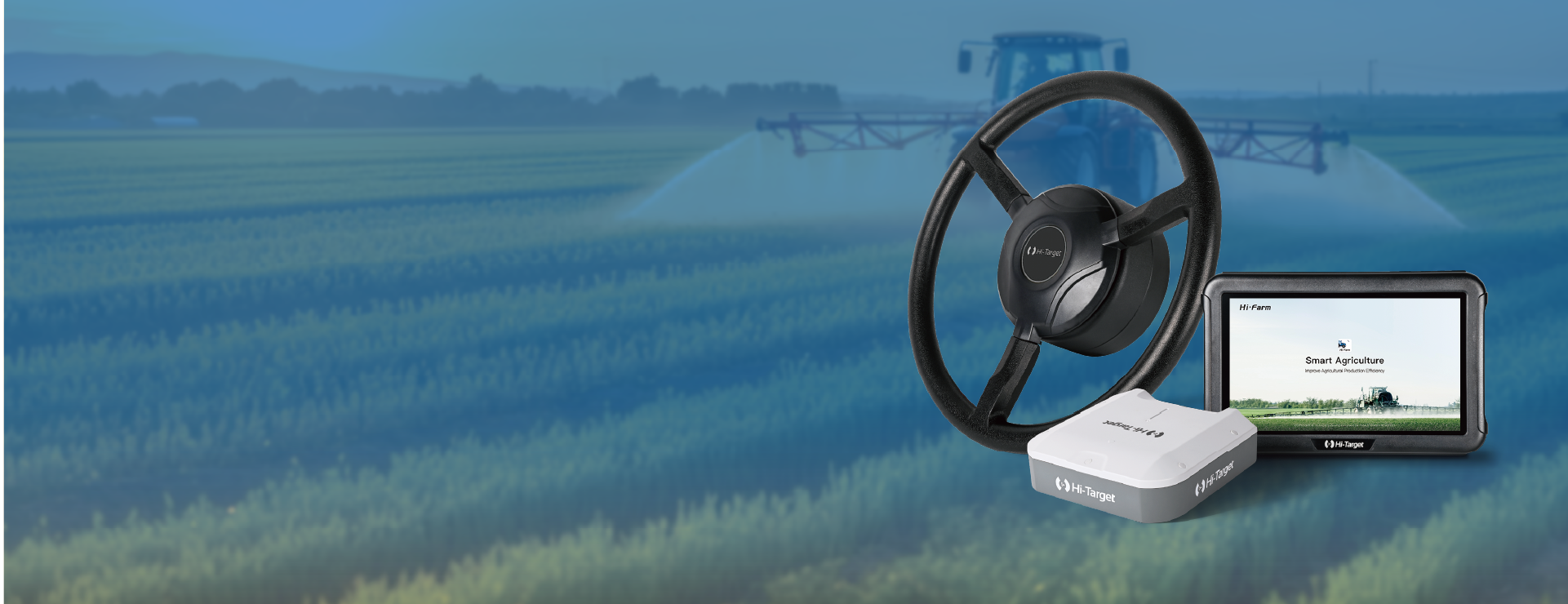 Traktor mit FARMSTAR F3 Lenksystem im Feldeinsatz